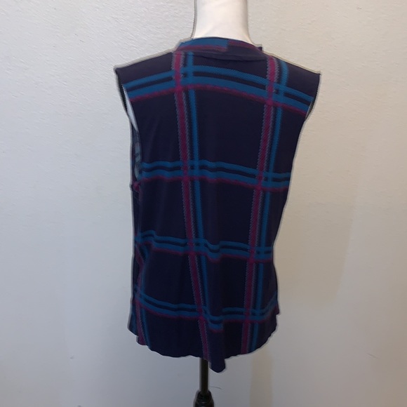 Apt 9 blue plaid stretchy sleeveless top - Picture 4 of 6